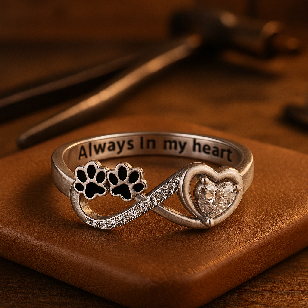 InfiPaw | Endless Bond | Sterling Silver Paw Print Infinity Ring