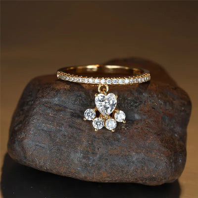 Heart-Whisper Paw | Pet-Lover’s Stone Ring | Dual Tone Elegance