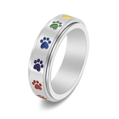 PawZen | Tranquil Motion | Stainless Steel Spinning Paw Ring