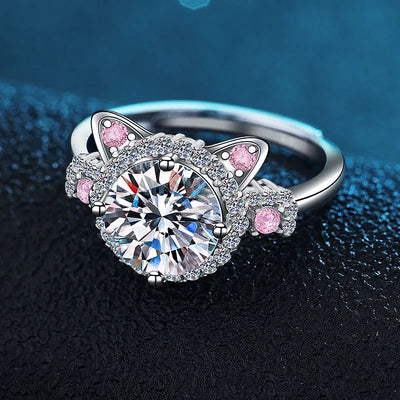 Feline Spark | Crystal Cat-Ears Ring | Adjustable & Eye-Catching