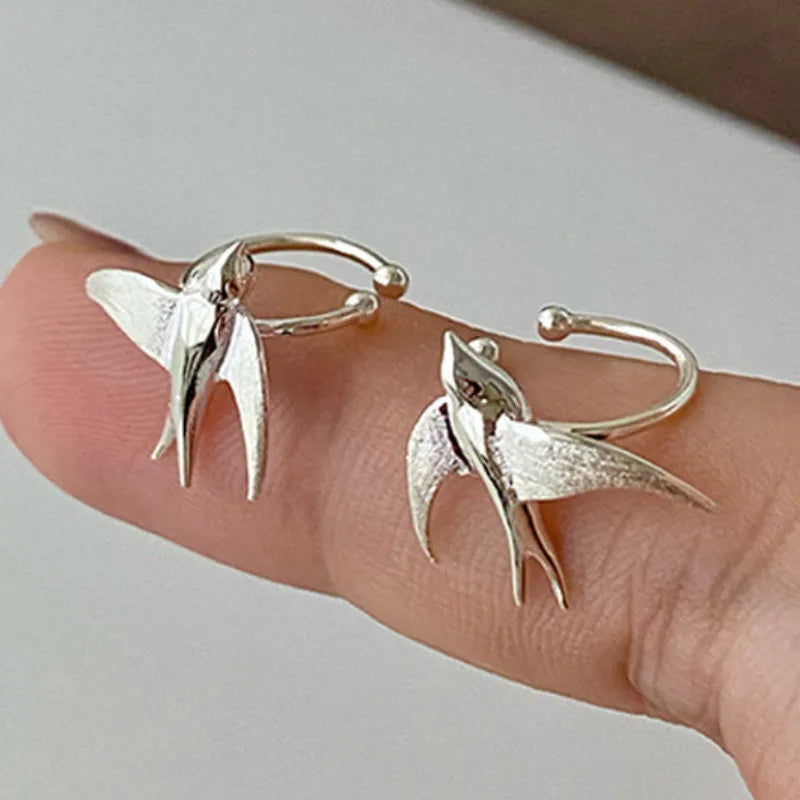 SkyLuxe | Silver Grace | Vintage Swallow Bird Clip-On Earrings