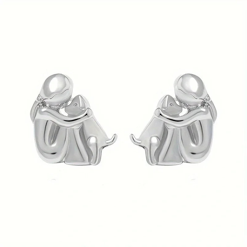 GoldenPaw | Heartfelt Harmony | Sterling Silver & Gold Dog Lover Earrings