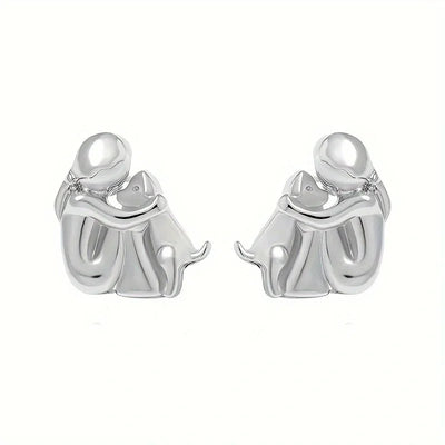 GoldenPaw | Heartfelt Harmony | Sterling Silver & Gold Dog Lover Earrings