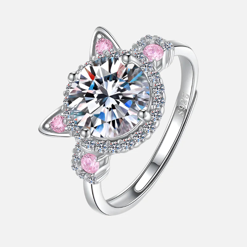 Feline Spark | Crystal Cat-Ears Ring | Adjustable & Eye-Catching