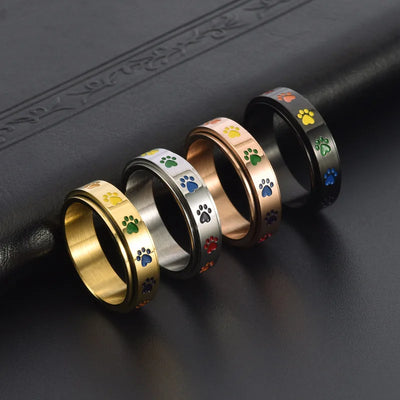 PawZen | Tranquil Motion | Stainless Steel Spinning Paw Ring