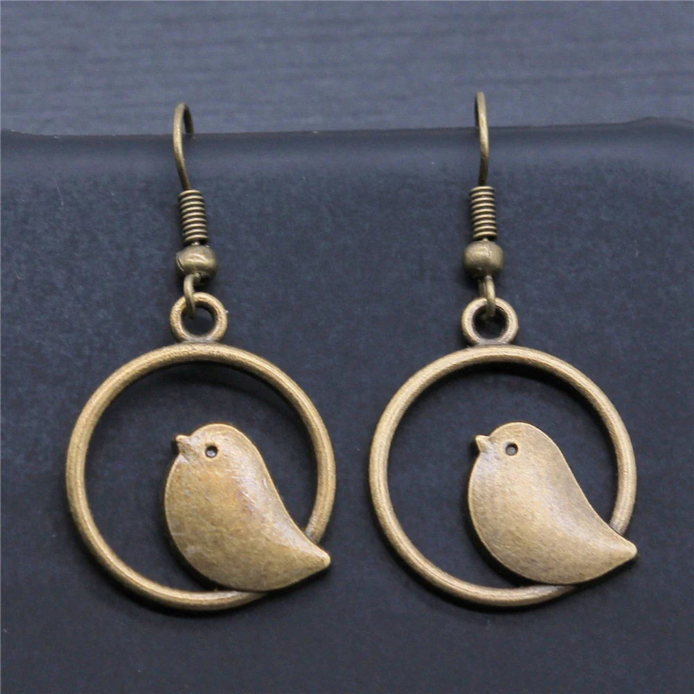 FeatherMuse | Vintage Bird Charm | Drop Earrings