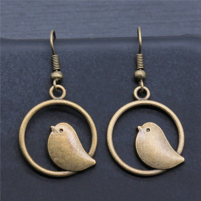 FeatherMuse | Vintage Bird Charm | Drop Earrings