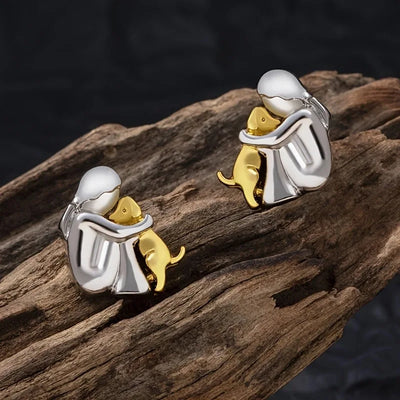 GoldenPaw | Heartfelt Harmony | Sterling Silver & Gold Dog Lover Earrings