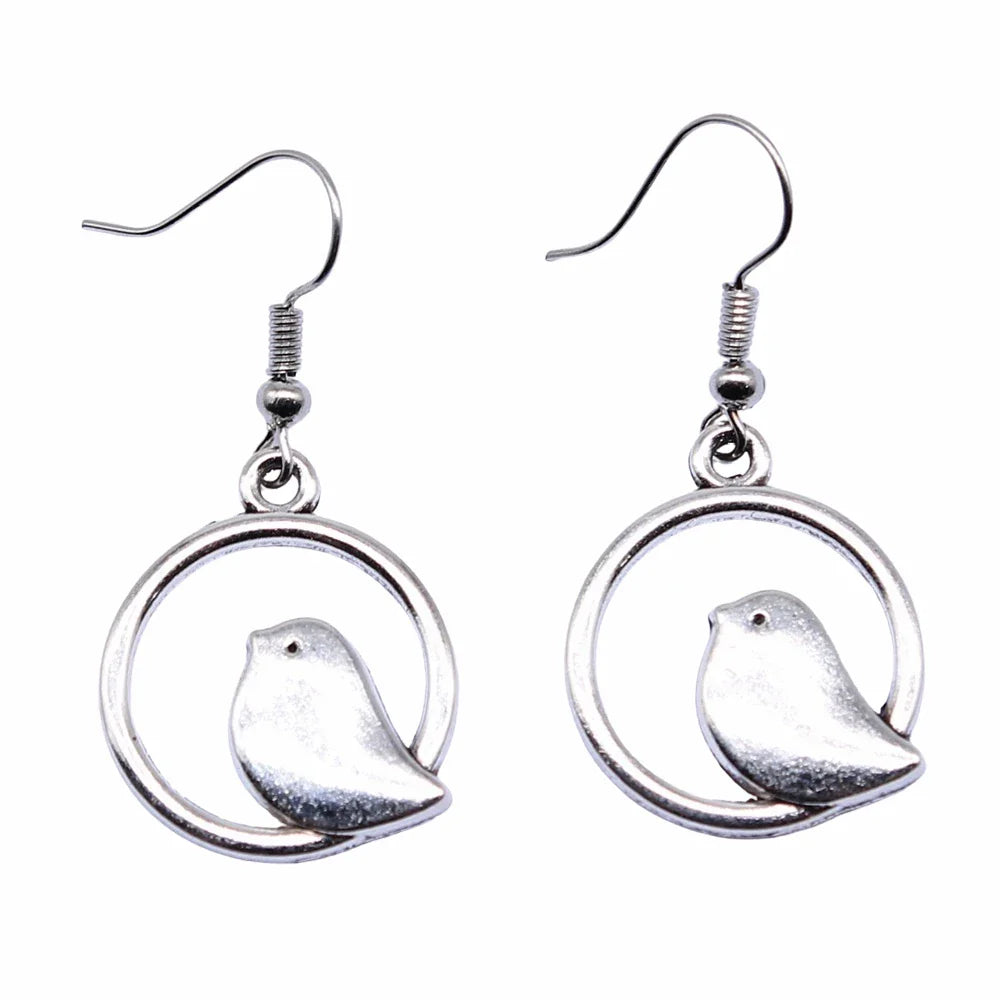 FeatherMuse | Vintage Bird Charm | Drop Earrings