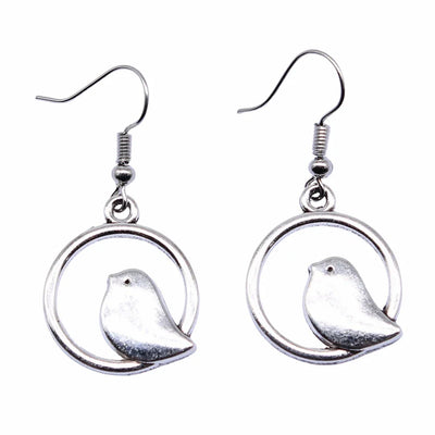 FeatherMuse | Vintage Bird Charm | Drop Earrings