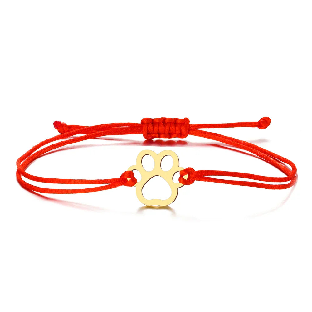 Silver Paw Bond | Adjustable Cord | Paw-Print Bracelet