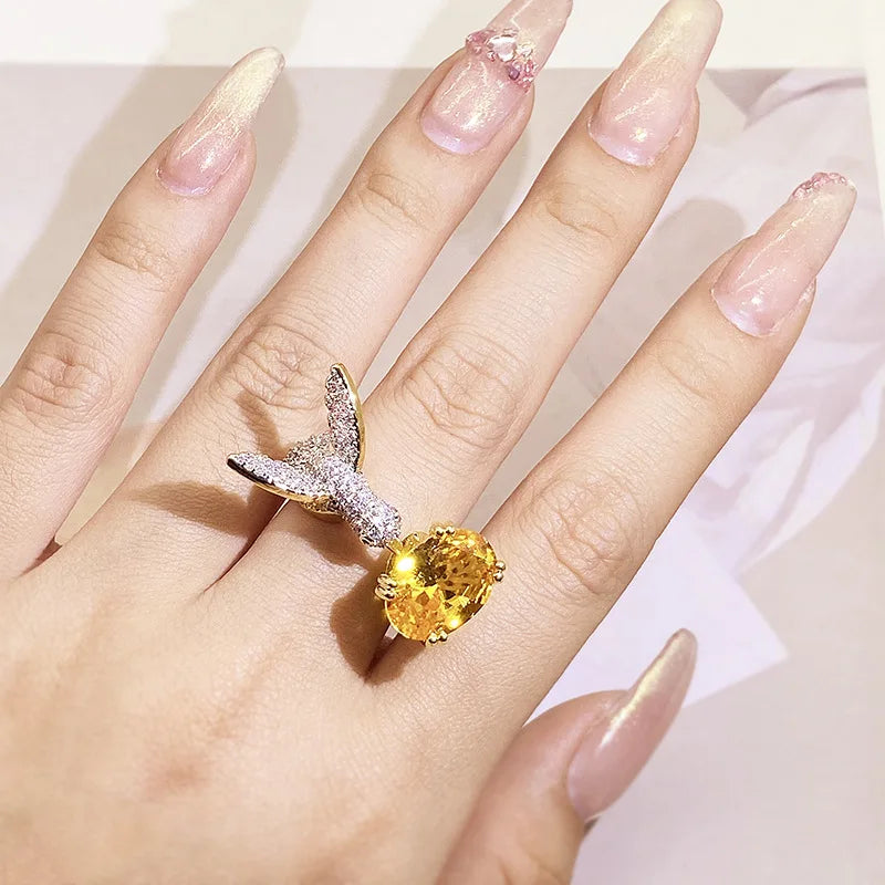 LustreWing | Zircon Hummingbird Ring | Adjustable Ring