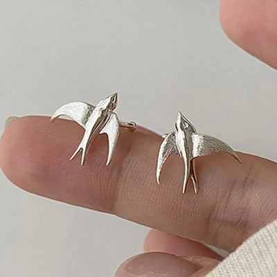 SkyLuxe | Silver Grace | Vintage Swallow Bird Clip-On Earrings