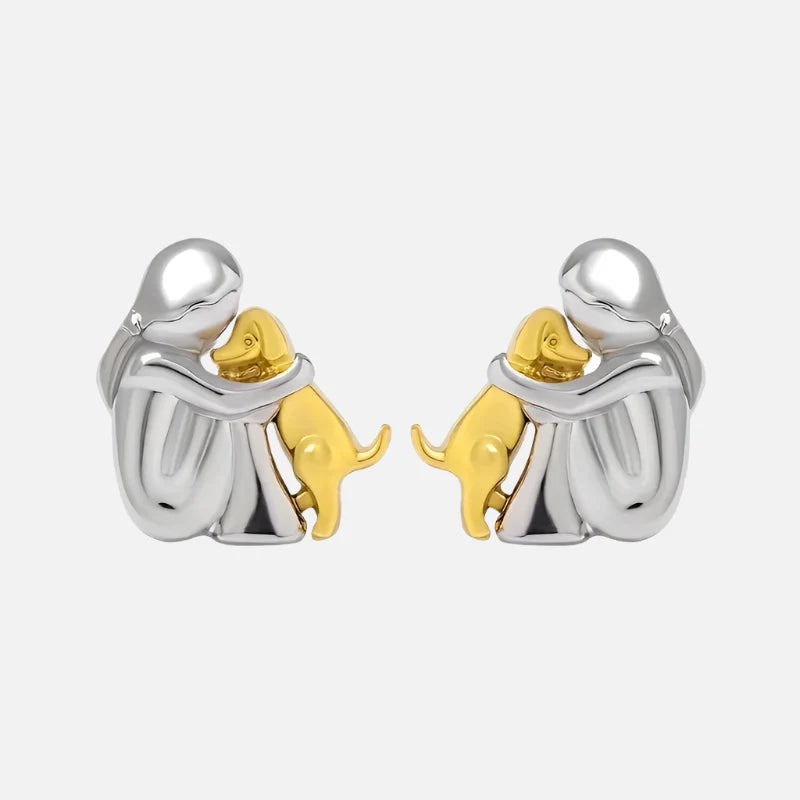 GoldenPaw | Heartfelt Harmony | Sterling Silver & Gold Dog Lover Earrings