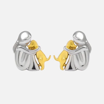 GoldenPaw | Heartfelt Harmony | Sterling Silver & Gold Dog Lover Earrings