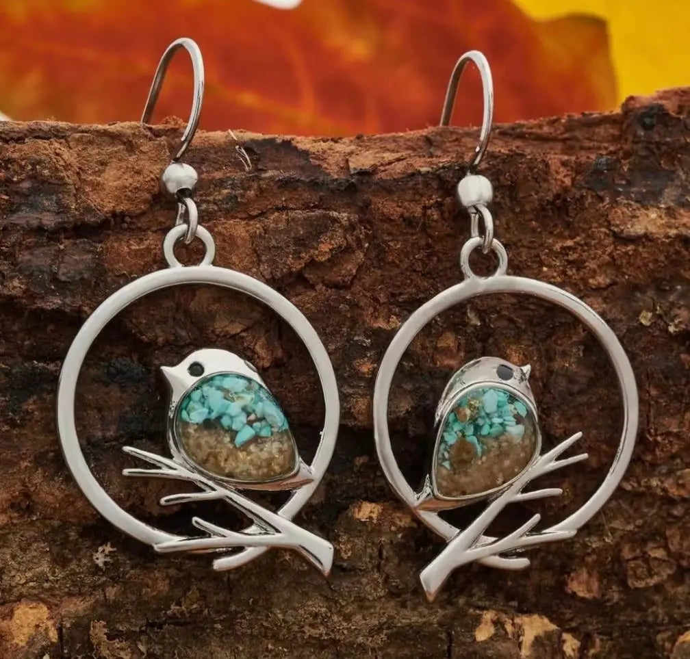 SkyWhisper | Freedom Grace | Vintage Bird on Branch Earrings
