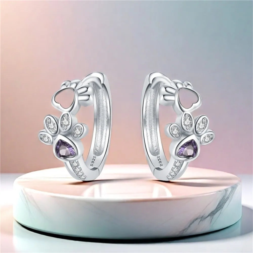 Luna | Paws of Love | Sterling Silver Hoop Earrings