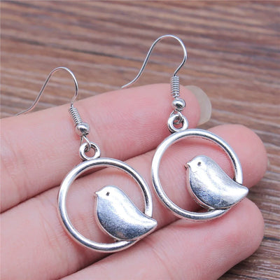 FeatherMuse | Vintage Bird Charm | Drop Earrings