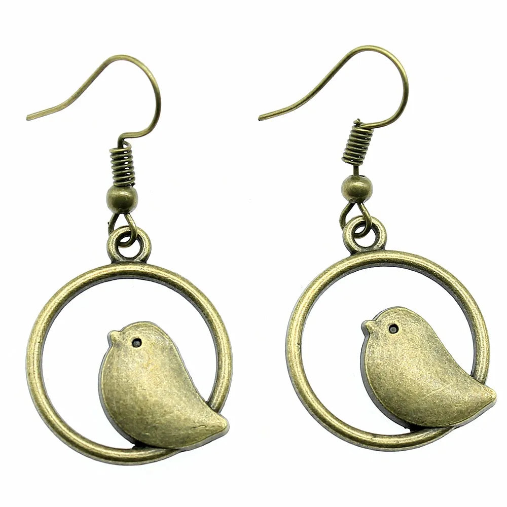 FeatherMuse | Vintage Bird Charm | Drop Earrings
