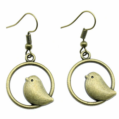 FeatherMuse | Vintage Bird Charm | Drop Earrings