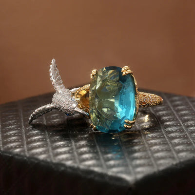AquaFlutter | Hummingbird and Aquamarine | Ring