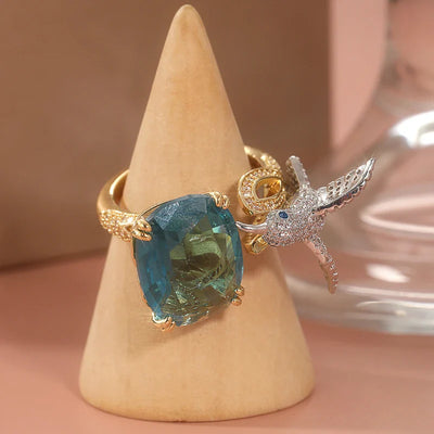 AquaFlutter | Hummingbird and Aquamarine | Ring