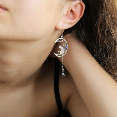Selene | Moonlight Muse | Vintage Cat Earrings with Lapis Lazuli