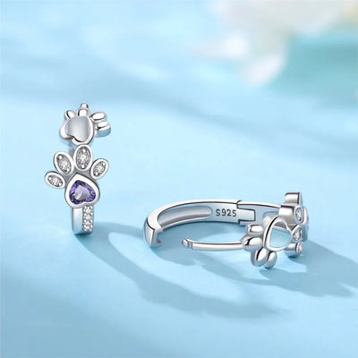Luna | Paws of Love | Sterling Silver Hoop Earrings