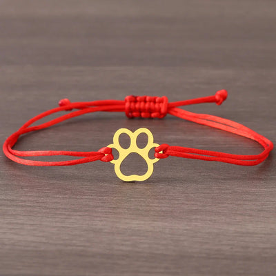 Silver Paw Bond | Adjustable Cord | Paw-Print Bracelet