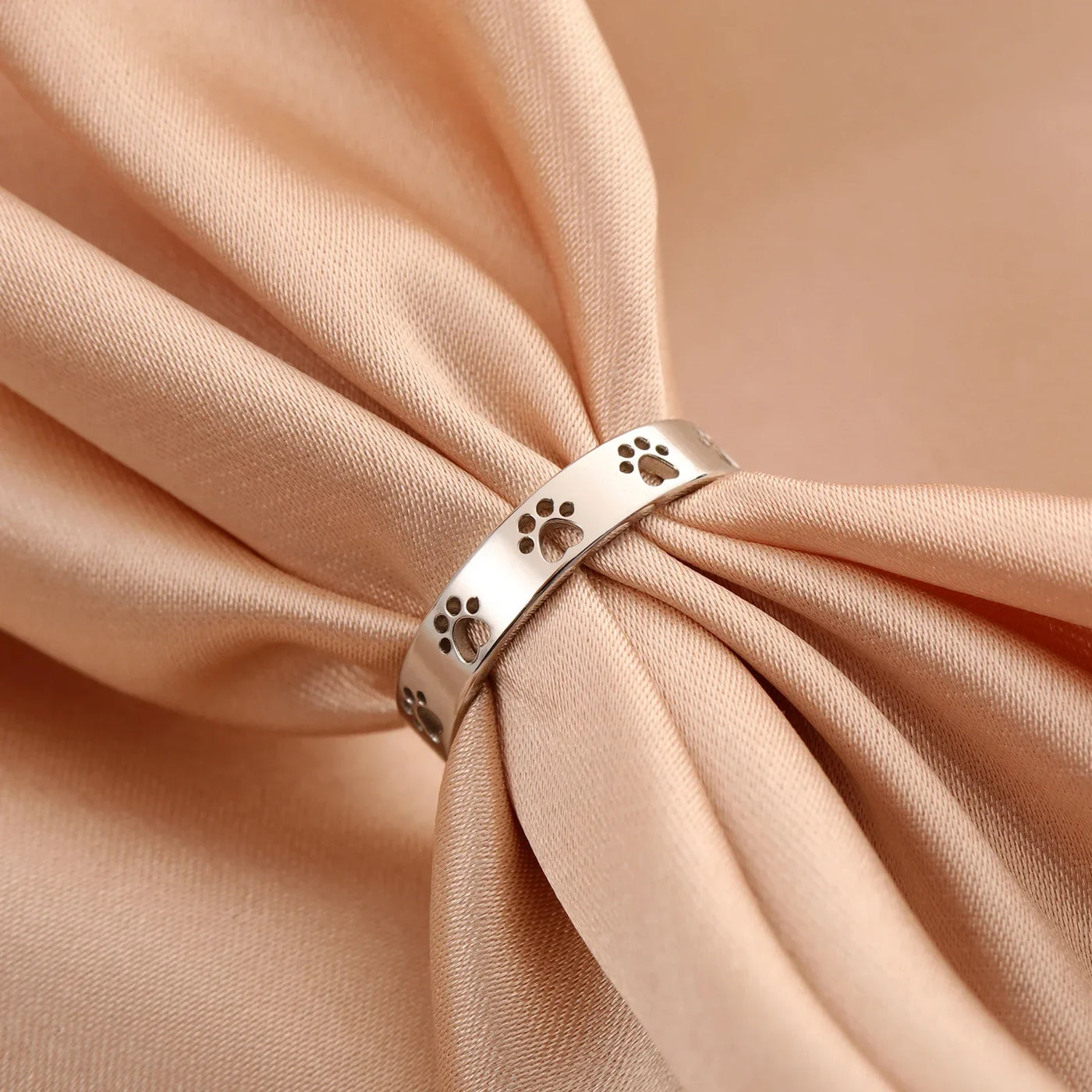 Golden Paws | Elegant Paw Print | Stainless Steel Ring