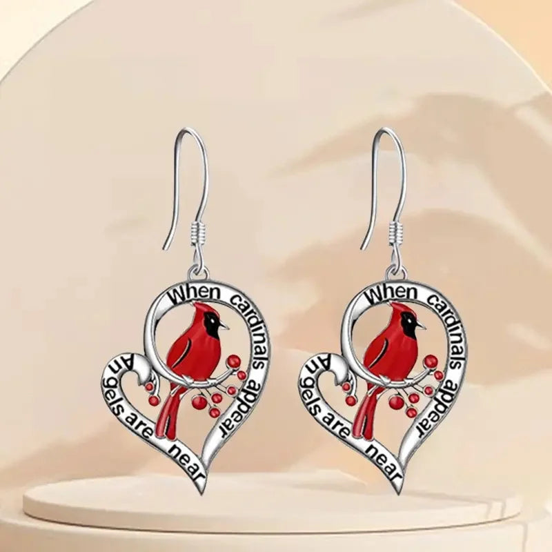 Amara | Angel’s Whisper | Cardinal Memorial Heart Earrings