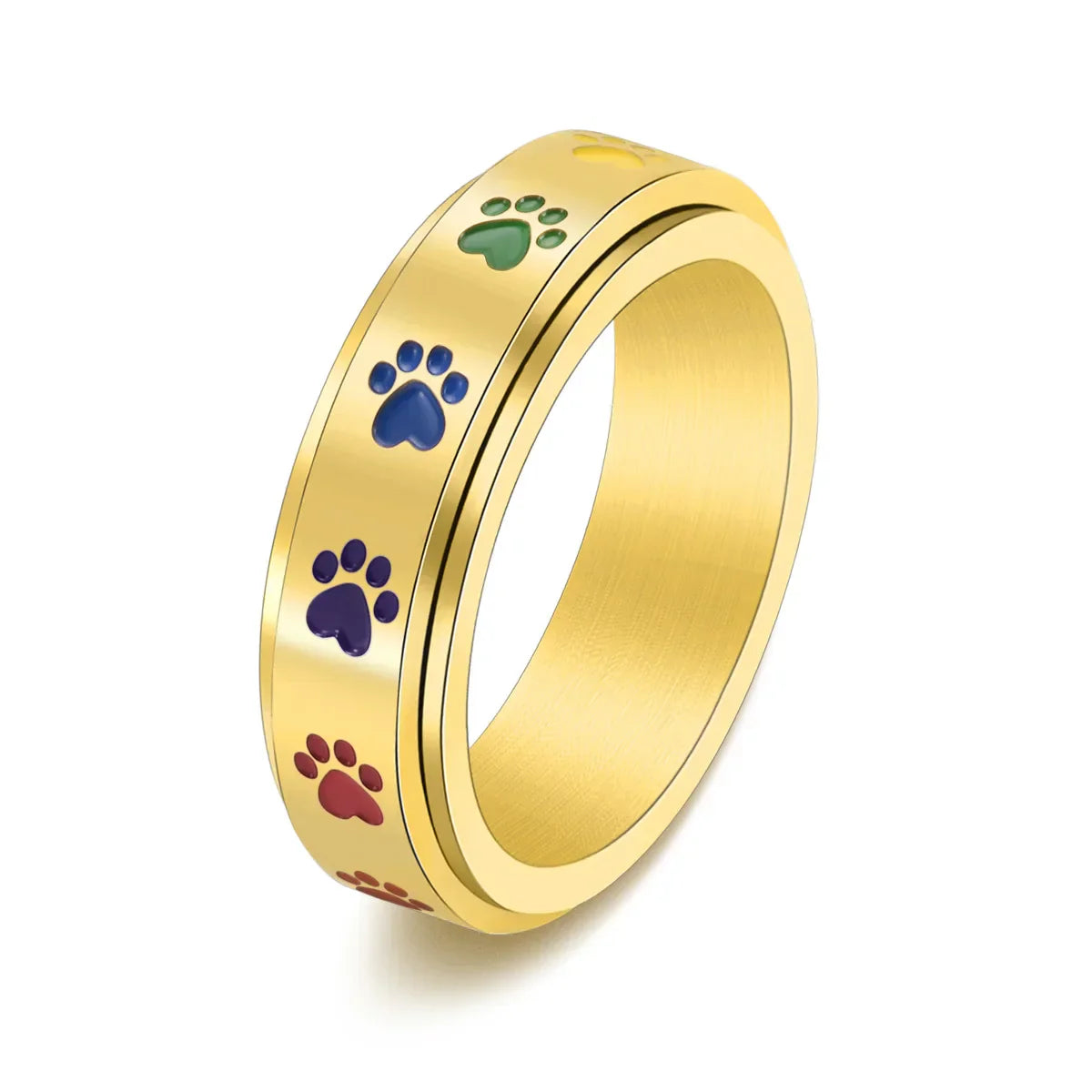 PawZen | Tranquil Motion | Stainless Steel Spinning Paw Ring