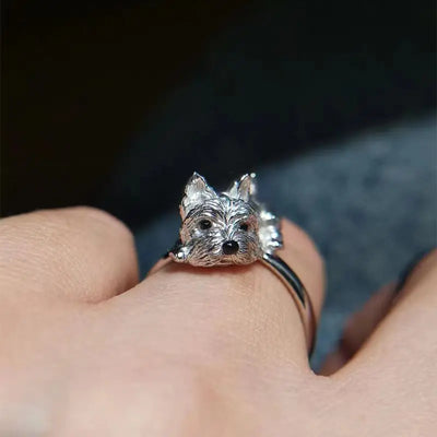 CanisLuxe | Devoted Embrace | Sterling Silver Dog Wrap Statement Ring