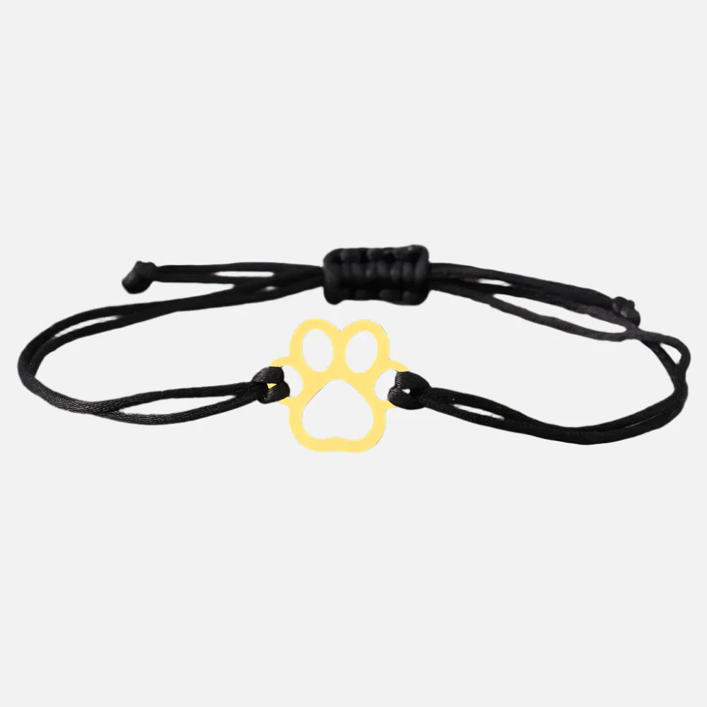 Silver Paw Bond | Adjustable Cord | Paw-Print Bracelet