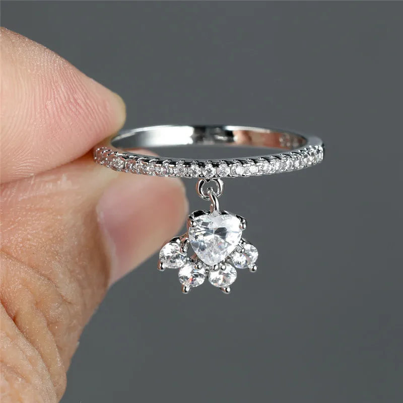 Heart-Whisper Paw | Pet-Lover’s Stone Ring | Dual Tone Elegance