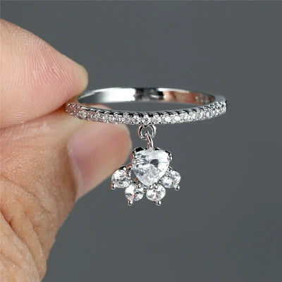 Heart-Whisper Paw | Pet-Lover’s Stone Ring | Dual Tone Elegance