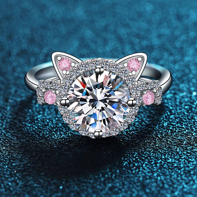 Feline Spark | Crystal Cat-Ears Ring | Adjustable & Eye-Catching