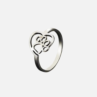 Pawlure | Gold-Tone Heart & Paw | Stainless Steel Ring