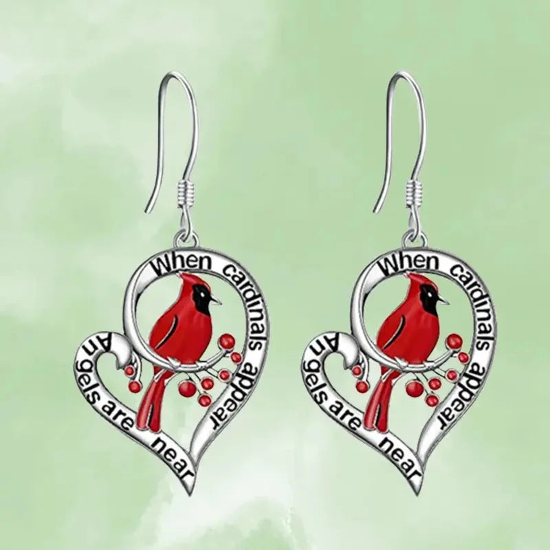 Amara | Angel’s Whisper | Cardinal Memorial Heart Earrings