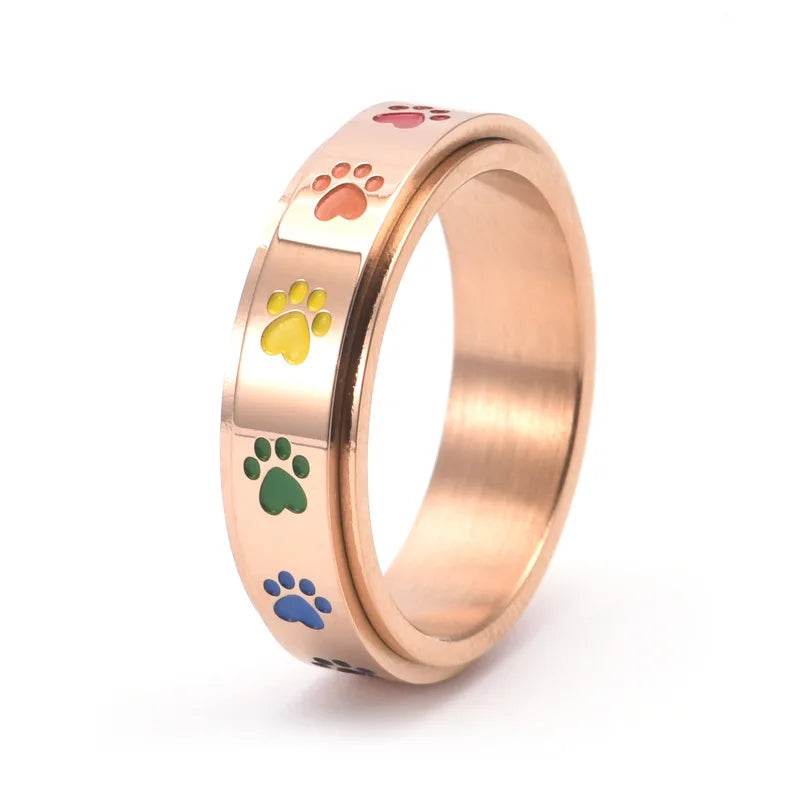 PawZen | Tranquil Motion | Stainless Steel Spinning Paw Ring