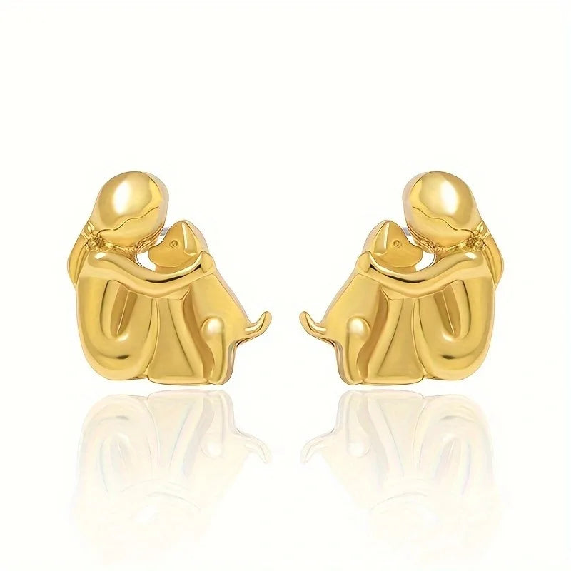 GoldenPaw | Heartfelt Harmony | Sterling Silver & Gold Dog Lover Earrings
