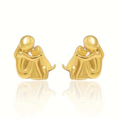 GoldenPaw | Heartfelt Harmony | Sterling Silver & Gold Dog Lover Earrings