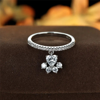Heart-Whisper Paw | Pet-Lover’s Stone Ring | Dual Tone Elegance