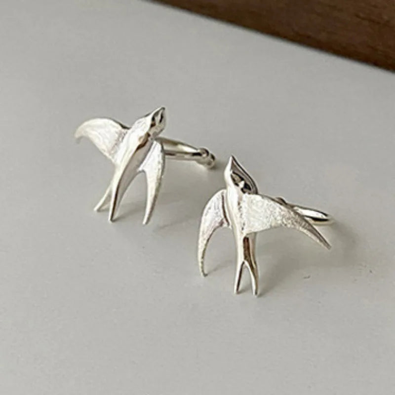 SkyLuxe | Silver Grace | Vintage Swallow Bird Clip-On Earrings