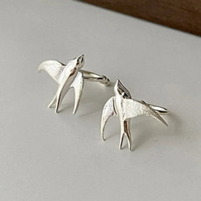 SkyLuxe | Silver Grace | Vintage Swallow Bird Clip-On Earrings
