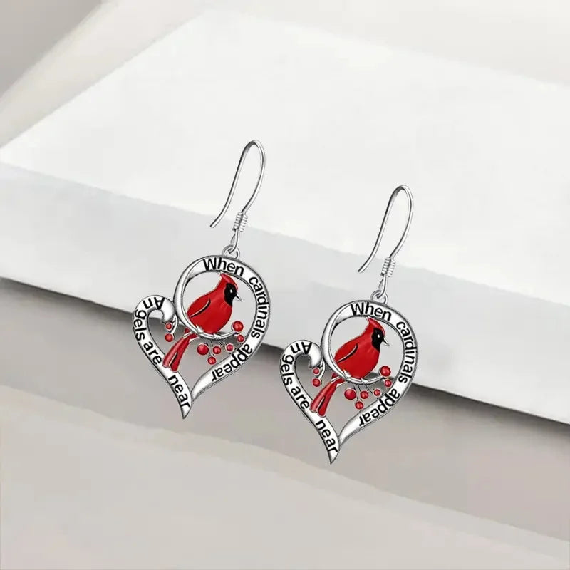 Amara | Angel’s Whisper | Cardinal Memorial Heart Earrings