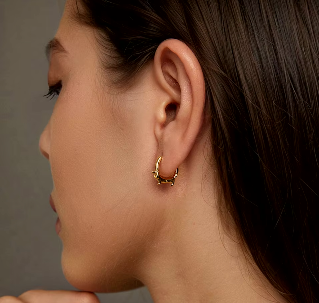 DachLuxe | Playful Grace | Sterling Silver Dachshund Hoop Earrings