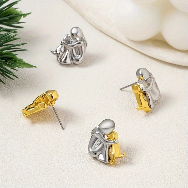 GoldenPaw | Heartfelt Harmony | Sterling Silver & Gold Dog Lover Earrings