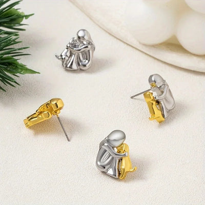 GoldenPaw | Heartfelt Harmony | Sterling Silver & Gold Dog Lover Earrings