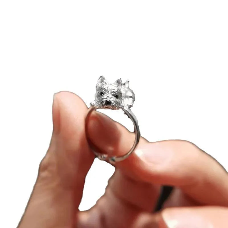 CanisLuxe | Devoted Embrace | Sterling Silver Dog Wrap Statement Ring